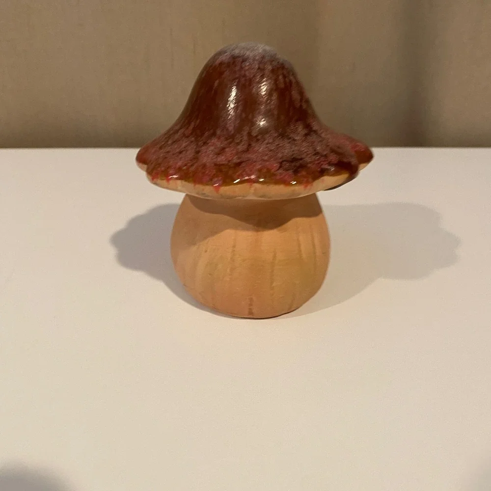 Handmade Ceramic Mushroom Drip Glazed Brown Cute Earthy Decoration Paperweight